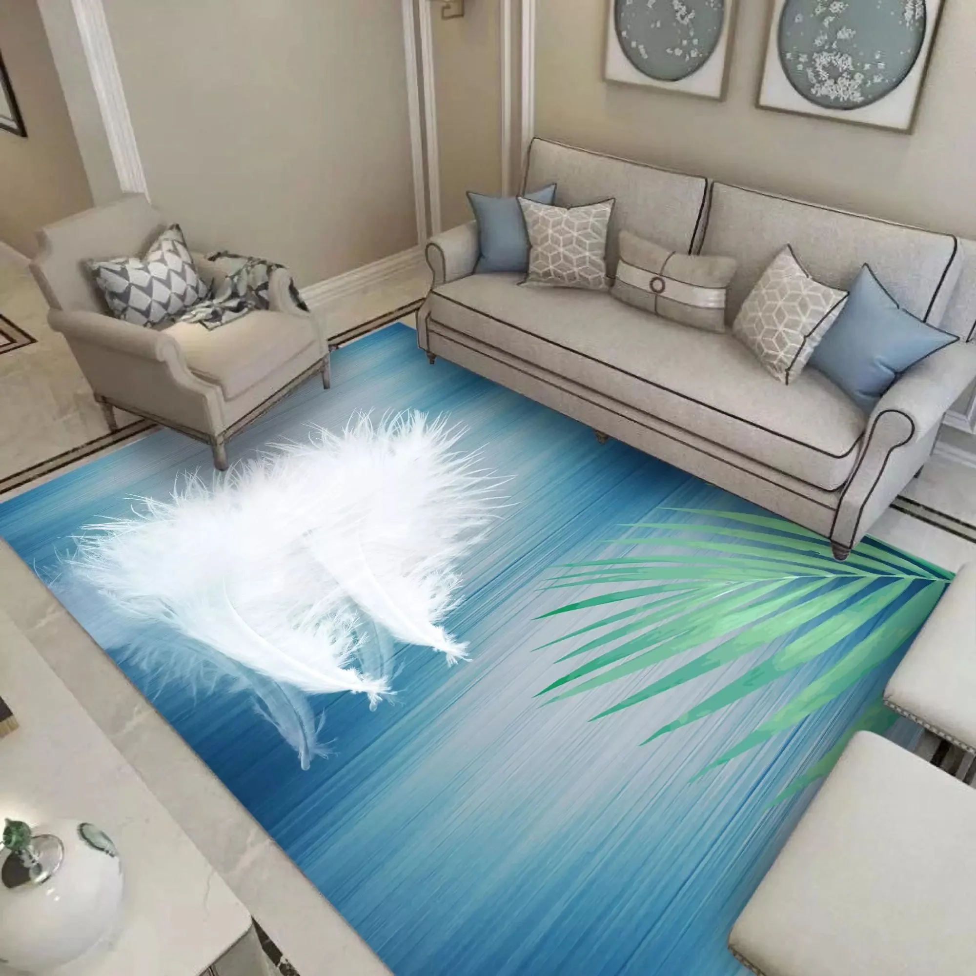 
 Полипропиленовые коврики с узором в виде перьев, прямоугольные коврики с цифровым принтом, коврики и коврики для гостиной  