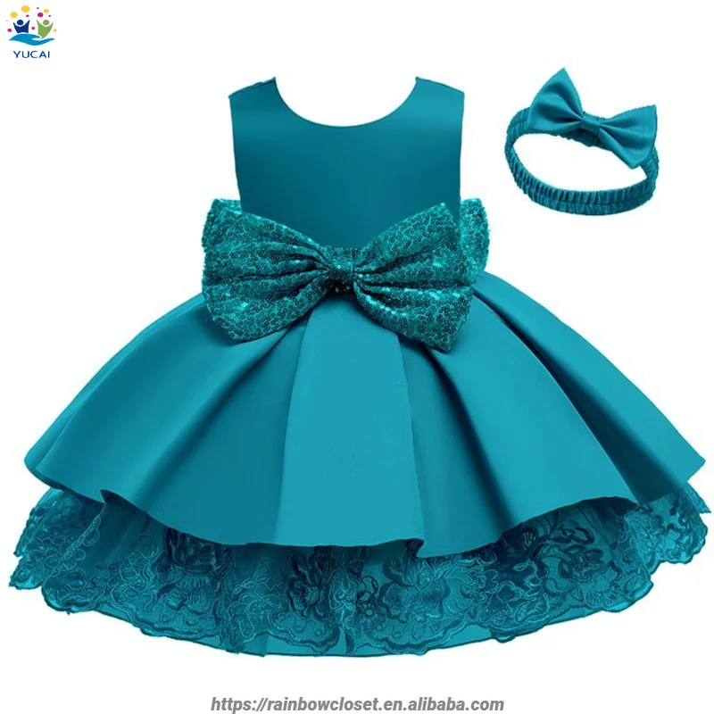 High Quality Kids Fashion Sleeveless Solid color Kids Fashion Evening Princess Lace Puff Party Girl Dress