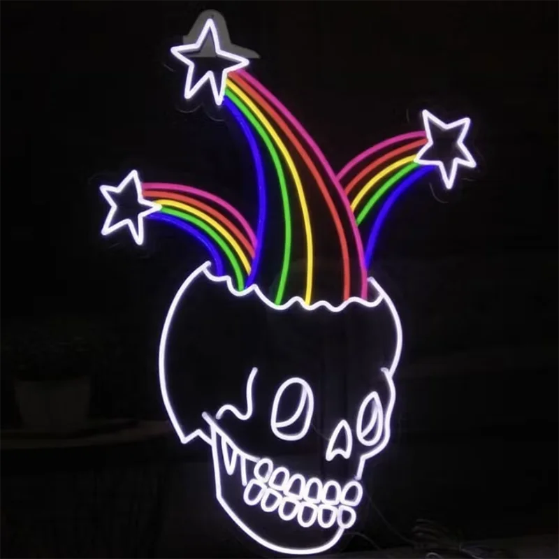 OUX Led Neon Sign PlayStation Cactus Jack Game On Skeleton Disco Cheers Lightning Bolt Man Cave Neon Sign for Event Party