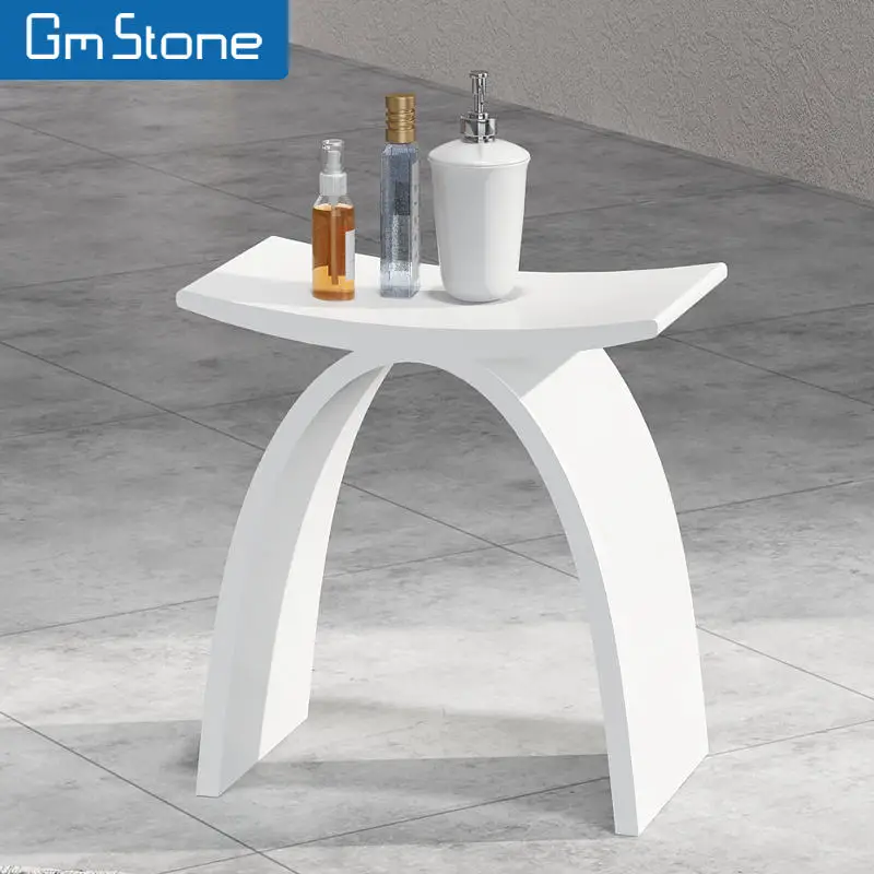 GM Custom Design Shower nordic Stool Acrylic Solid Surface Bathroom Stool Artificial Stone stool