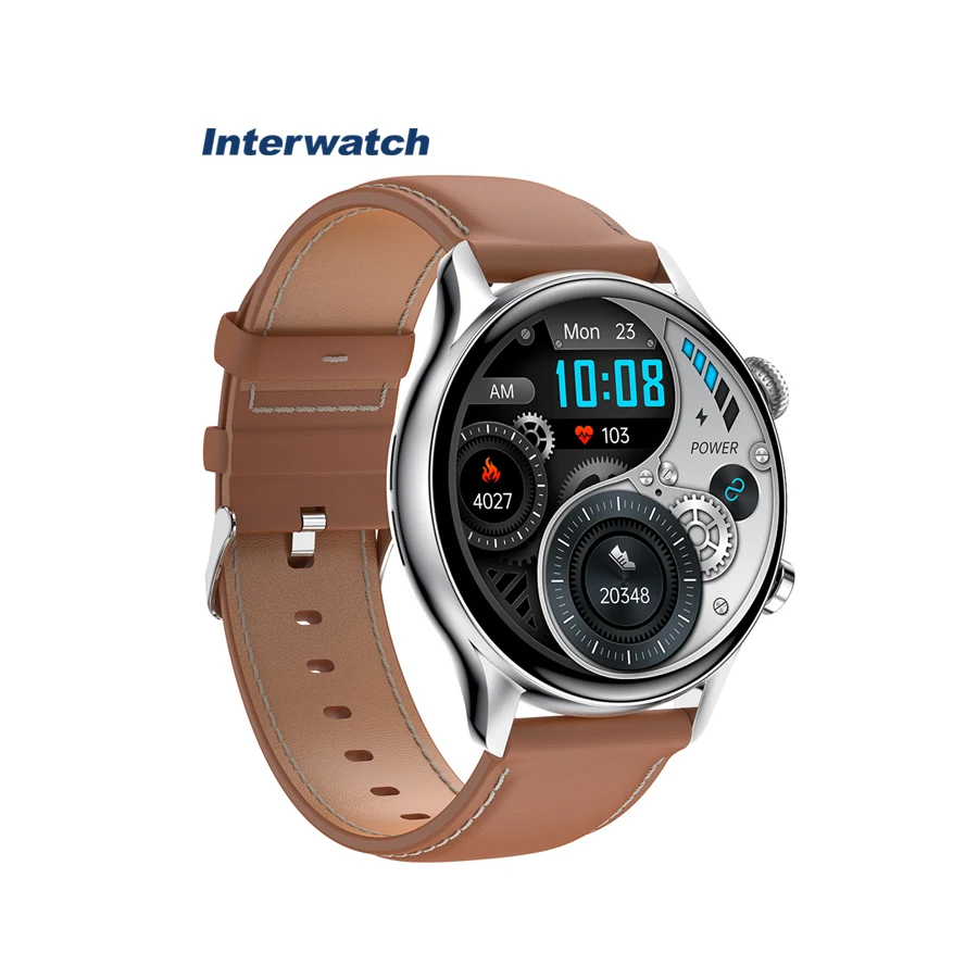 Interwatch W1 Android OS IP68 golden AMOLED 1.36 inch full screen touch flash 128M password unlock smart watch for women