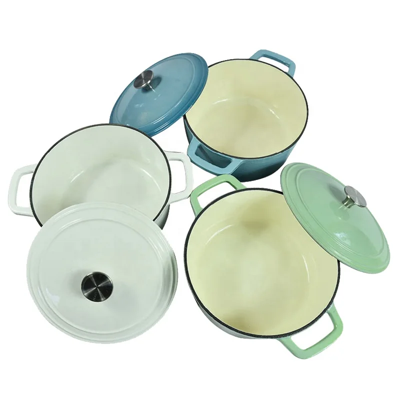 DIA30cm Best Price Customize Color Round Shape Soup Steamer Casserole High Quality Cast Iron Cookware