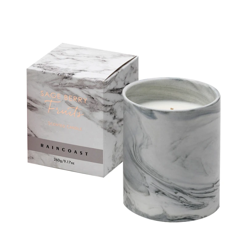 RAINCOAST 260G Custom Candle Jars Coconut Scented Candles Marbling Wholesale Big Size Candle