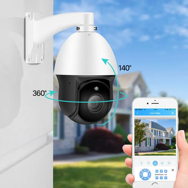 digital 360 rotating outdoor night vision waterproof poe long range 100 meter distance cctv speed dome 4k ptz security camera