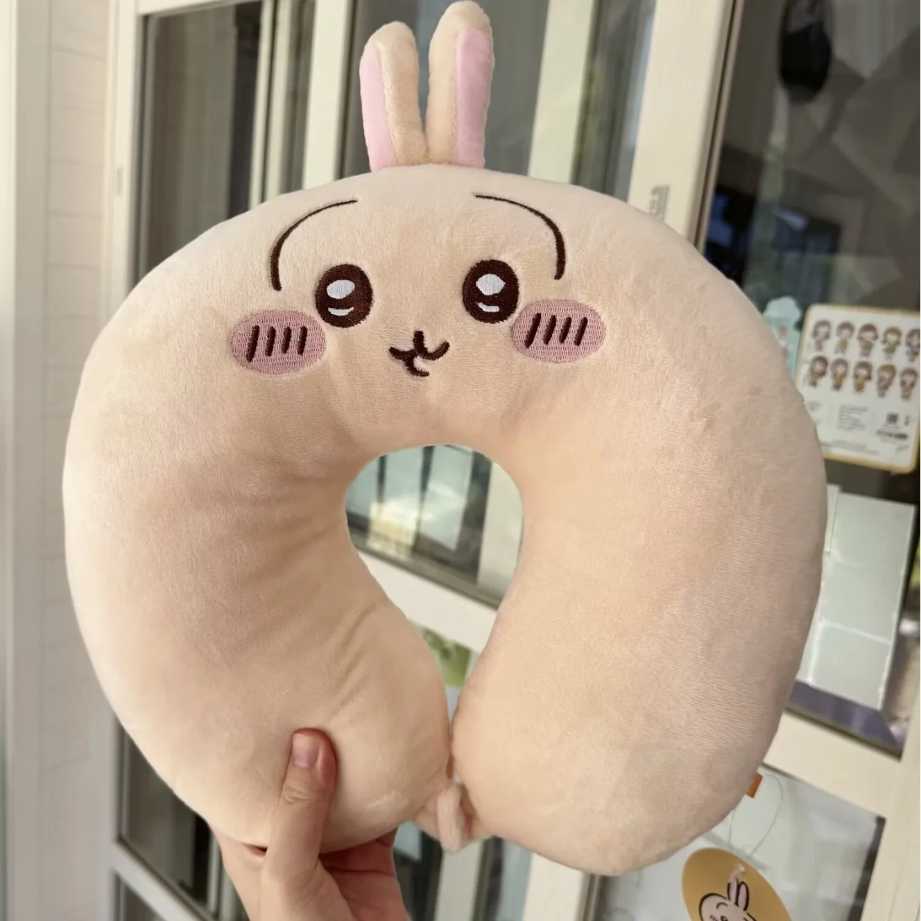 ruujoy Cartoon cartoon chiikawa Usaqi neck pillow Plush Toy Car Headrest Kawaii Soft Stuffed Plush U shape Neck Pillow wholesale