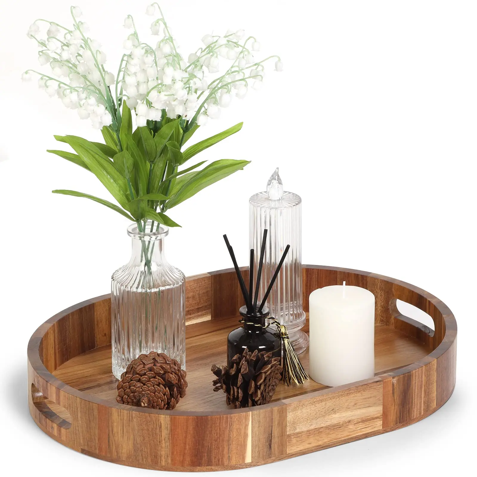Деревенский деревянный сервировочный поднос из акации с ручками фермерский овальный для хранения роскошного деревянного подноса ювелирных изделий