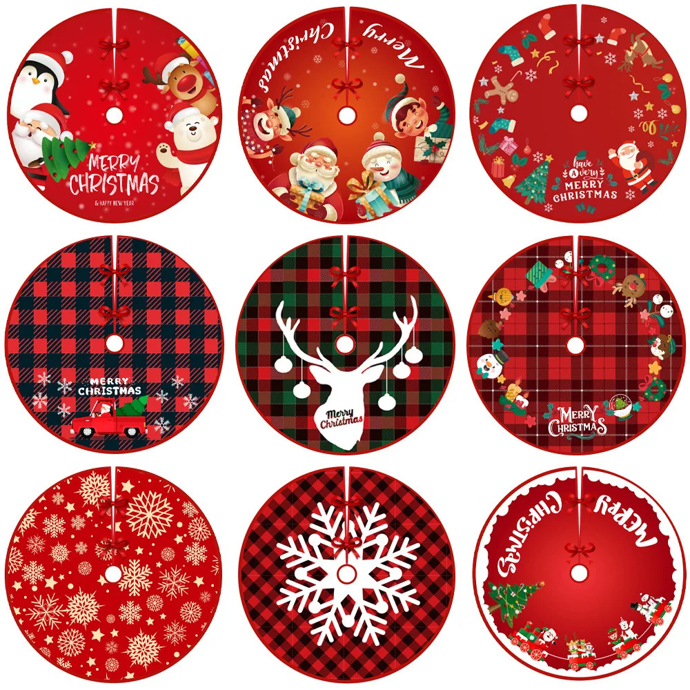 Christmas Tree Skirt 90cm Santa Claus ManyPattern Choice Christmas Tree Ornaments Mat Xmas Tree Skirt For Christmas Decoration