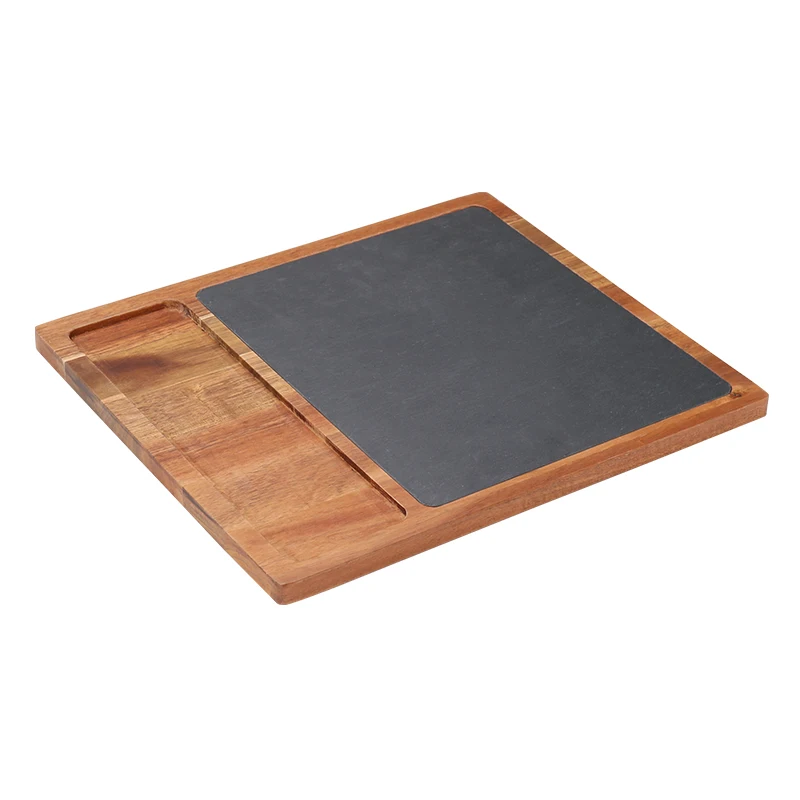 Custom/Wholesale Wood and Black Slate Cheese Board Kitchen Charcuterie Cutting Serving Board