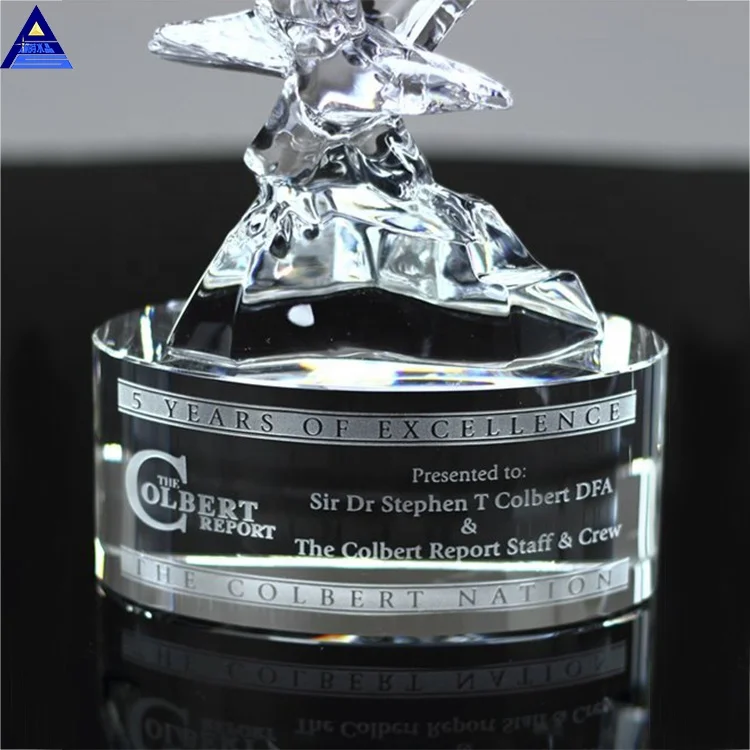 Personalized Name Engraving Logo American Crystal Flying Eagle Award Trophy Corporate Trophy Gifts Set