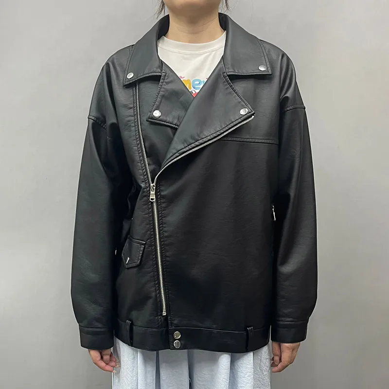 Best Seller Women Autumn Fake Leather Jacket Wholesale Manufacturer Classic Pu Leather Jacket