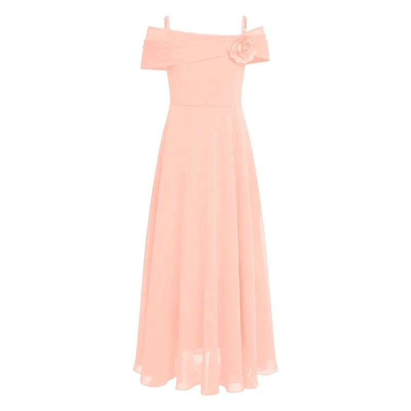Kid Wedding Proms Ruched Chiffon Children Dress Bridesmaid Birthday Evening Dresses For Girls Of 9 Years Old