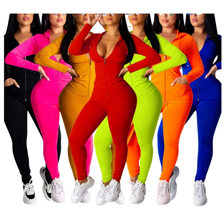 
Two piece clothing hoodie tracksuit jogging suit women sweatsuit set 