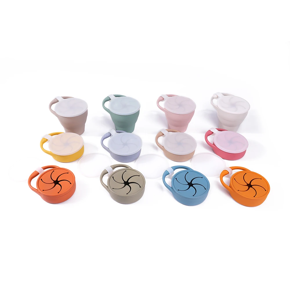 No Spill  Toddler Kids Baby Snack Bowl Baby Silicone Food Storage Cup Bowl for Snacks
