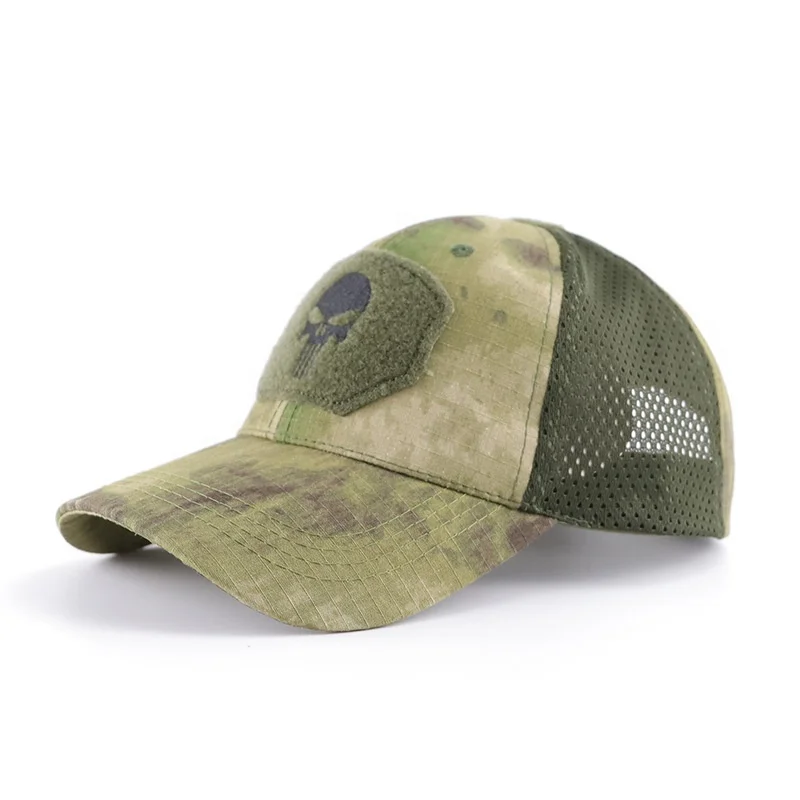 Cheap Baseball Snapback Camouflage Style Breathable Mesh Custom Skull New Men Outdoor Base 100% Cotton Mili Hat