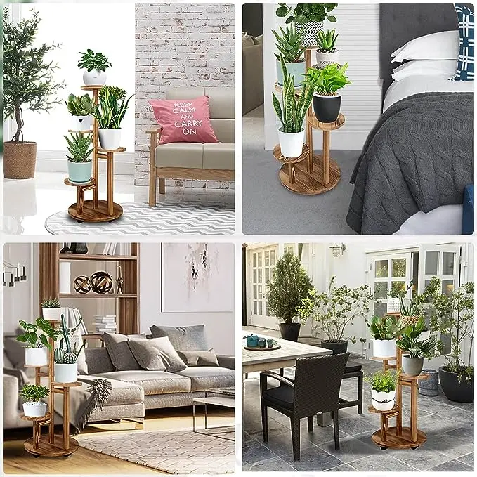 5 Tiered Tall Plant Stand for Indoor Outdoor Wood Plant Shelf Corner Display Rack, Multi-tier Planter Pot Holder Flower Stand