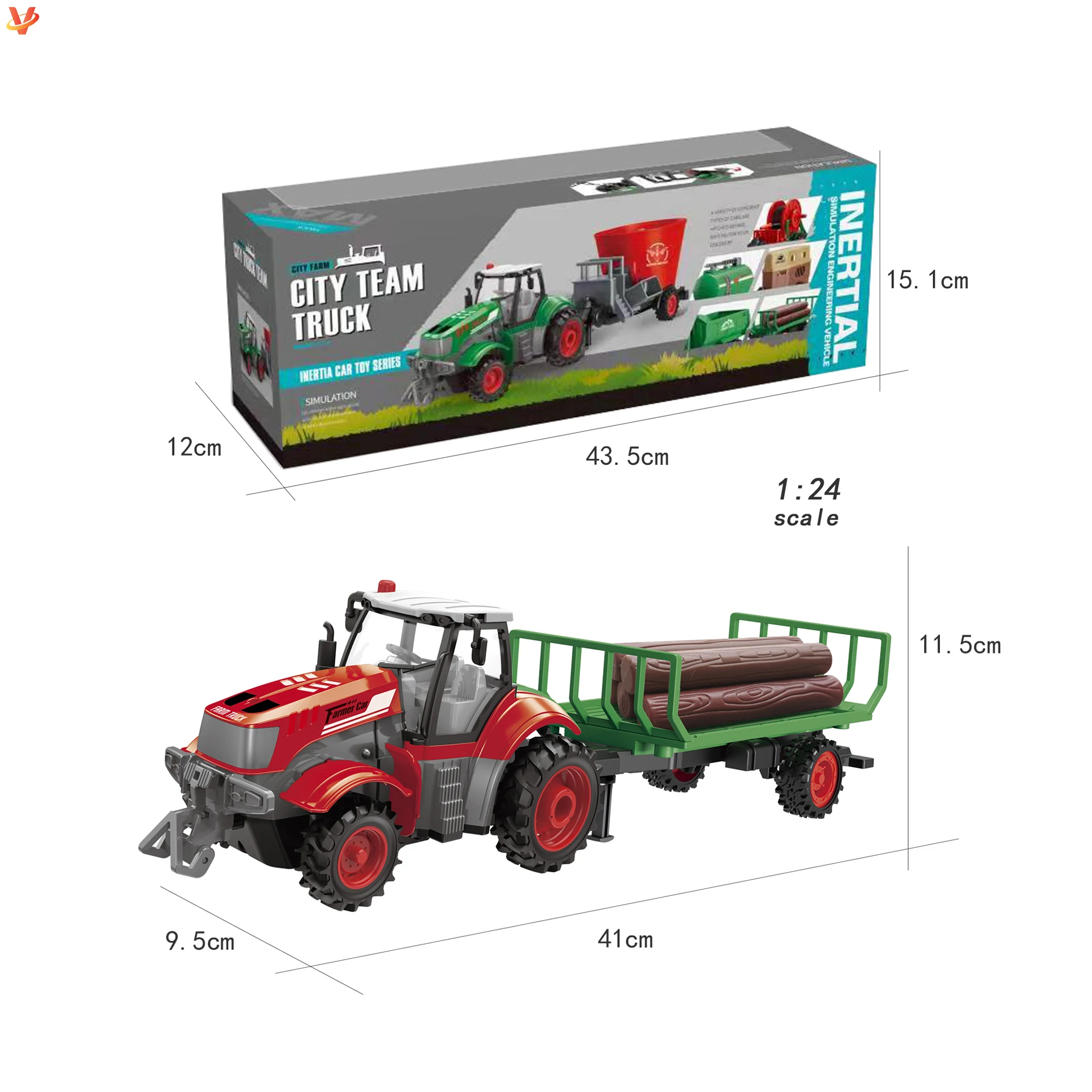 Alloy Small toys Diecast Children 1:24 trailer vehicle toy farmer sprinkler truck Friction Farm Tractor Vehicles