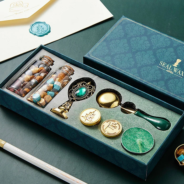Factory Creative Wax Stamps Granule Set Gift Box Luxury Wax Seal Stamp Kit Set Envelope Sealing Wax Stamp Seal Set Kit OEM