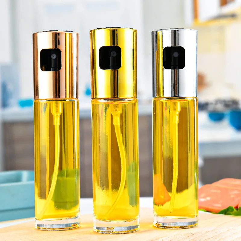 100ml Olive Oil Mister Sprayer Glass Bottle Plastic Cap Cooking Spray Dispenser for Air Fryers Baking Kitchen Gadget Accessory