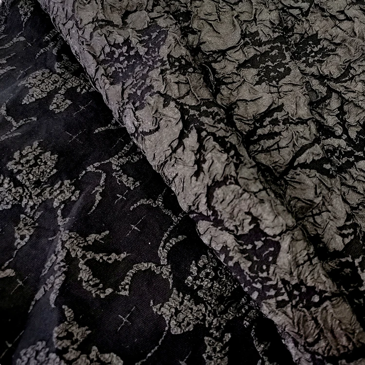 black patterned jacquard fabric woven black fabric for abaya korean 100% polyester fabric for abaya muslim
