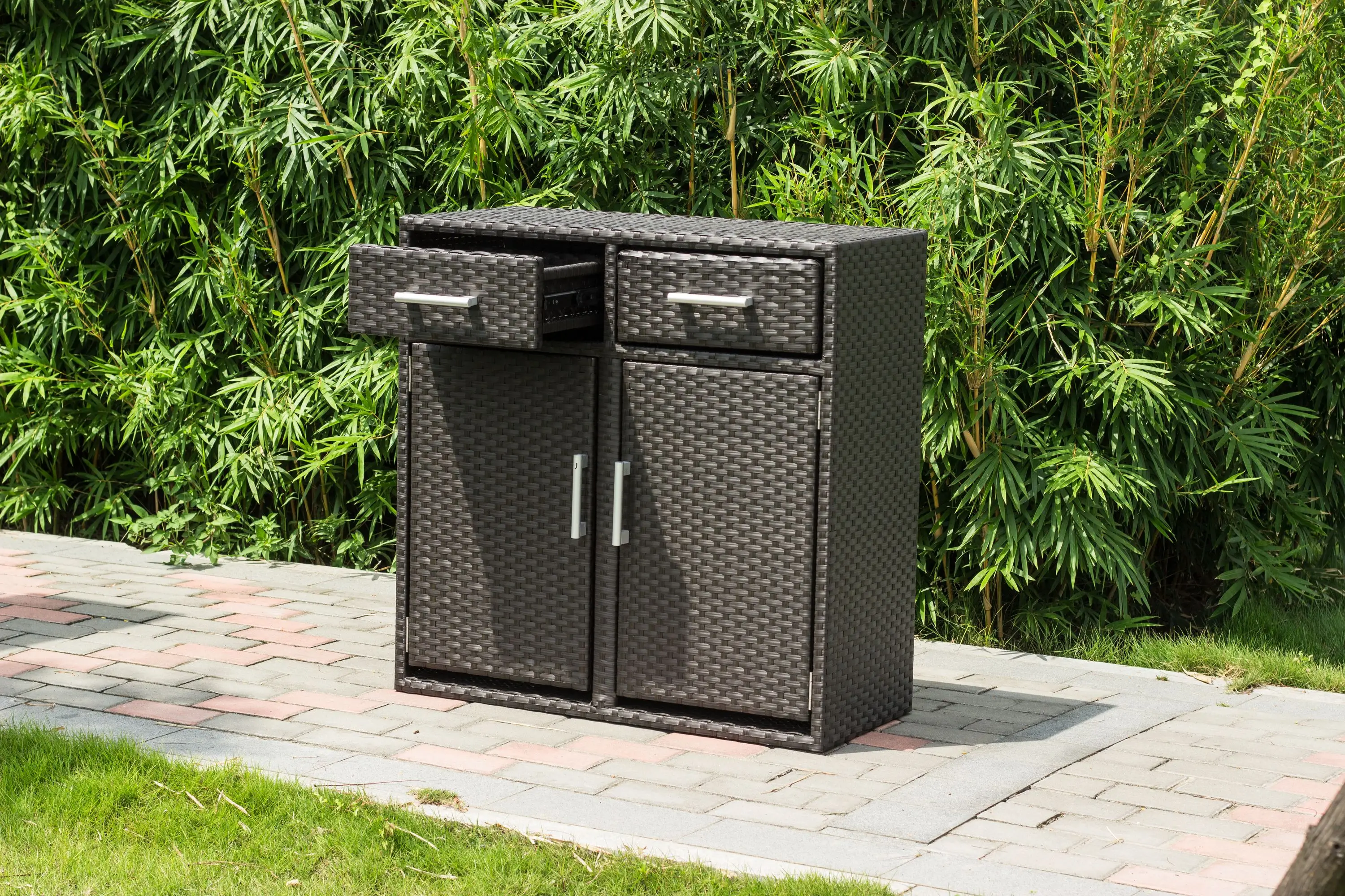 Outdoor tall table and chair set Classic design furniture rattan locker