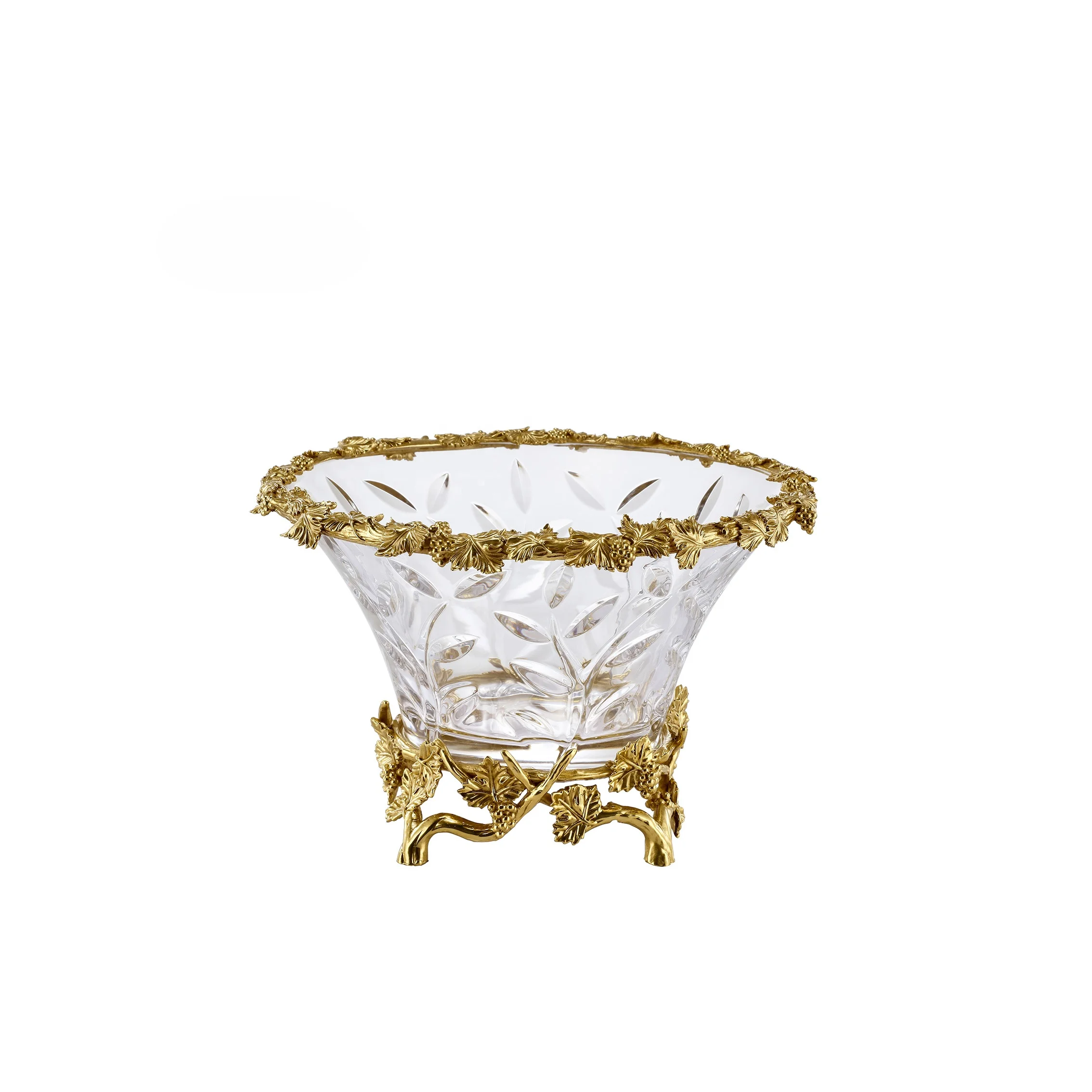 European Style Art Deco Crystal and Bronze Unique Serving Bowl for Ramadan Tableware Essential