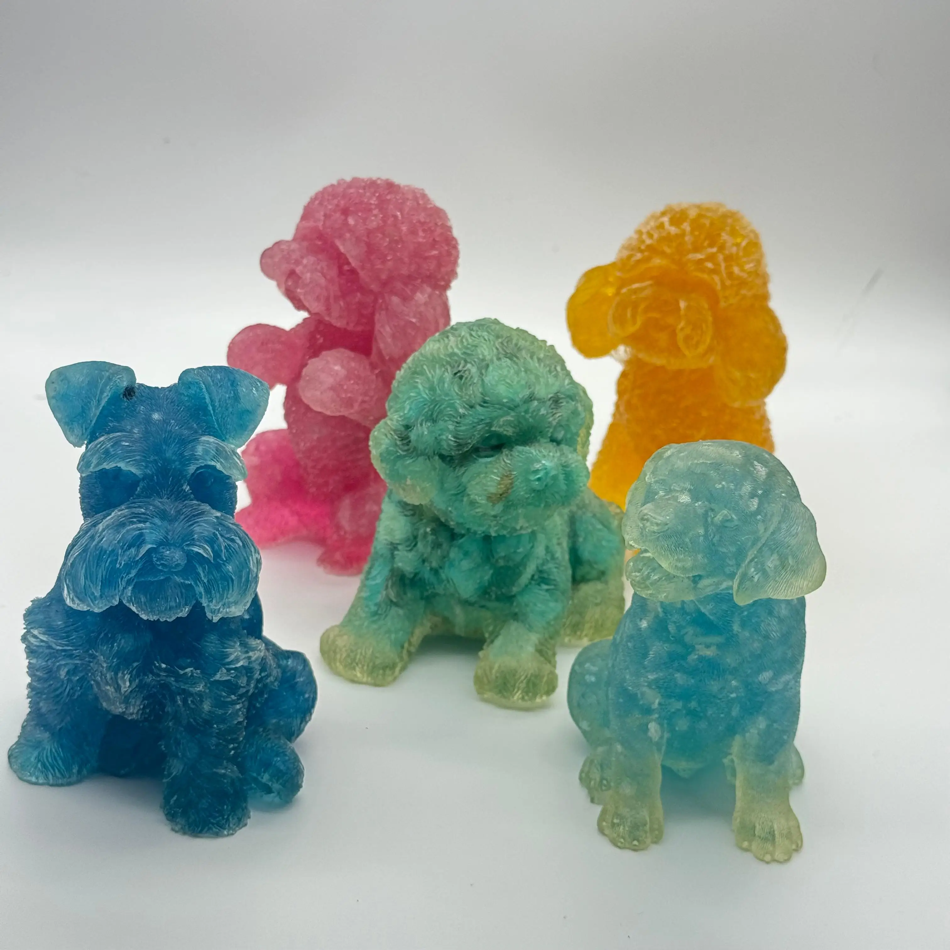 Beautiful Dog & Puppy Carvings Natural Semi Precious Crystal Gemstones Wholesale Home Decor Items 3mm Height Decoration Stones
