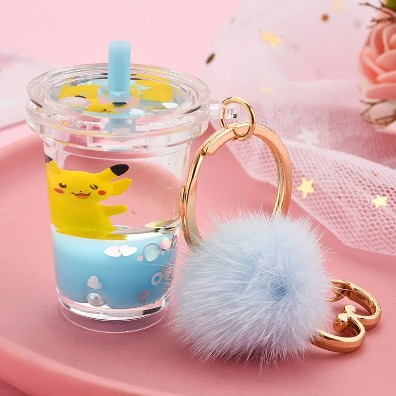 Verified keychain manufacturer wholesale transparent acrylic material liquid keychain boba