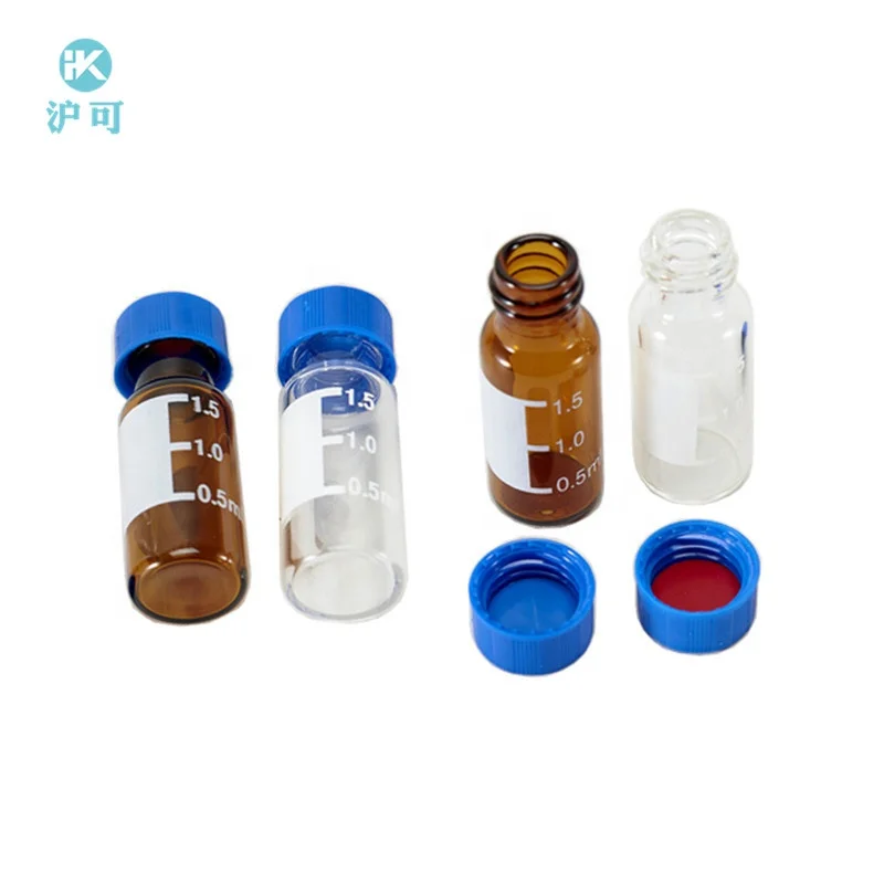 HUKE Transparent Chromatography Vial 1.5ml For Agilent With 9mm Lid & Septa Automatic Parse Sample Bottle With Scale