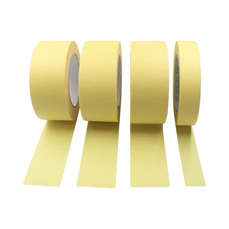 Auto 120 Degree Paint Body Automotive Yellow Adhesive High Temp Painting Paper Grade Masking Tape
