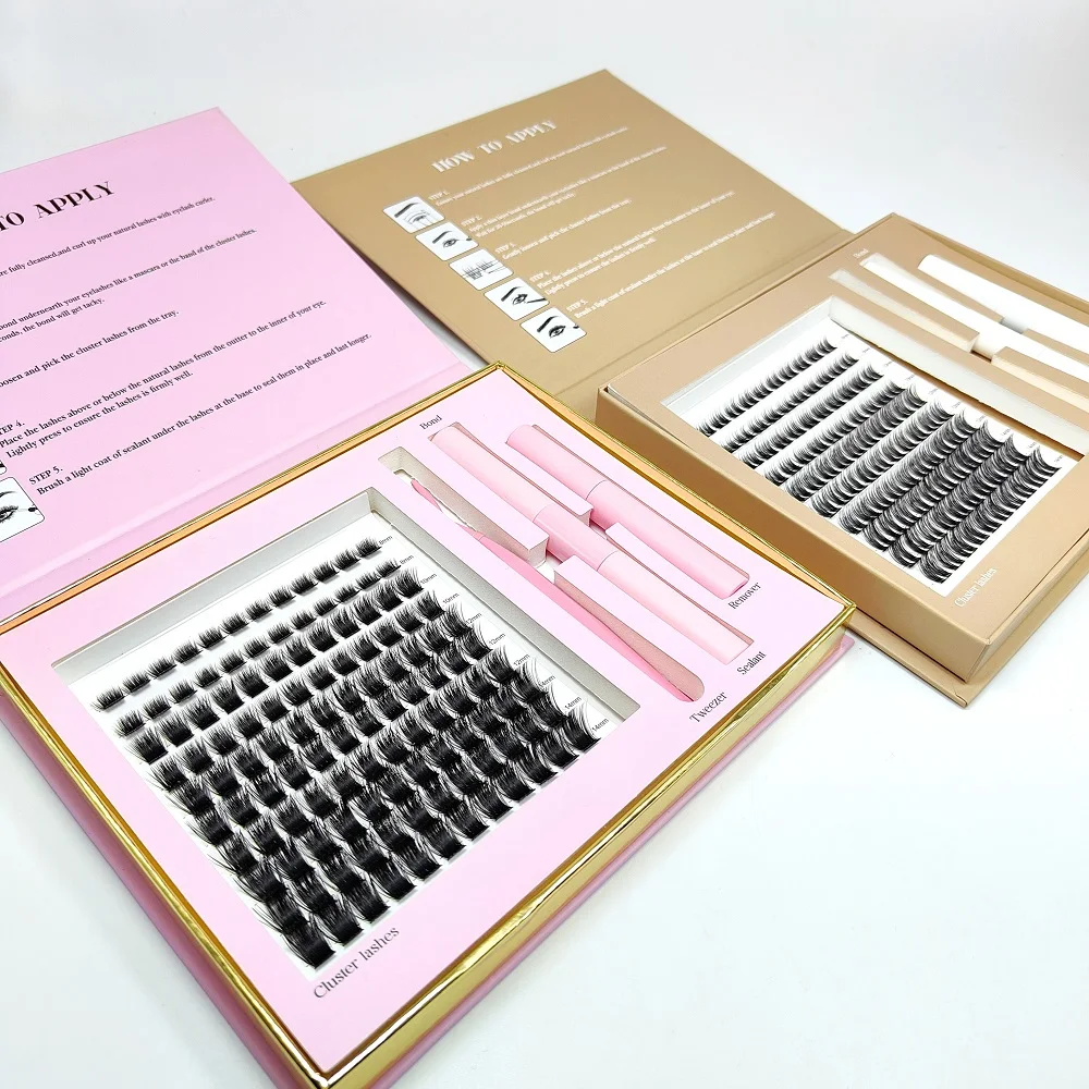 New Design DIY Cluster Lashes Extensions Kit With Lash Bond C D Curl Eyelash Extensions
