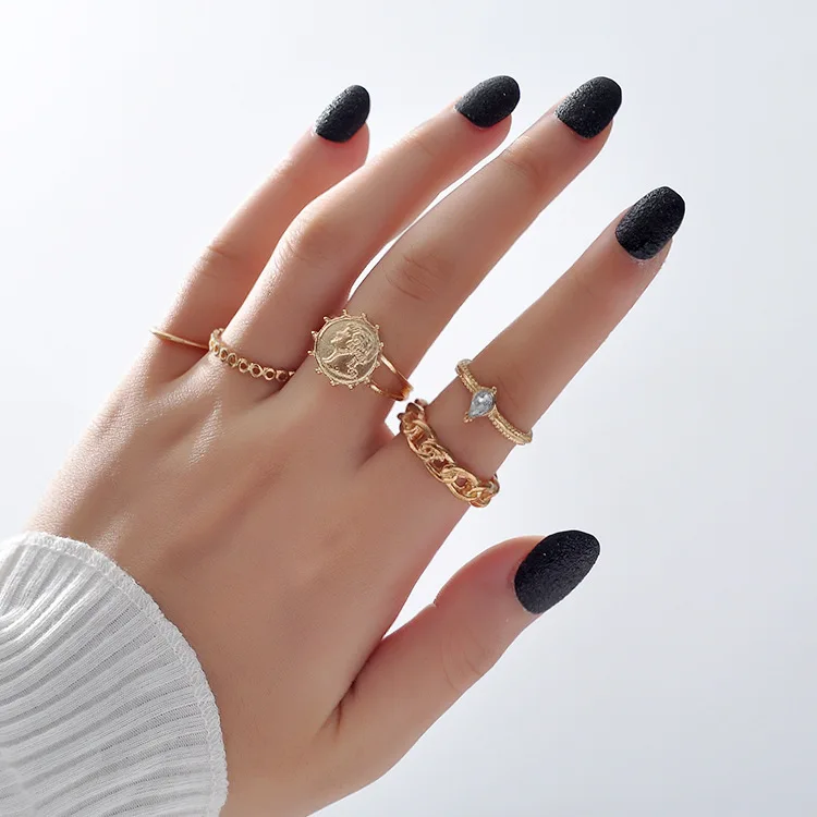 Rings For Girls Wholesale Custom Vintage Owl Butterfly Skull Snake Women Girls Men Ring Set