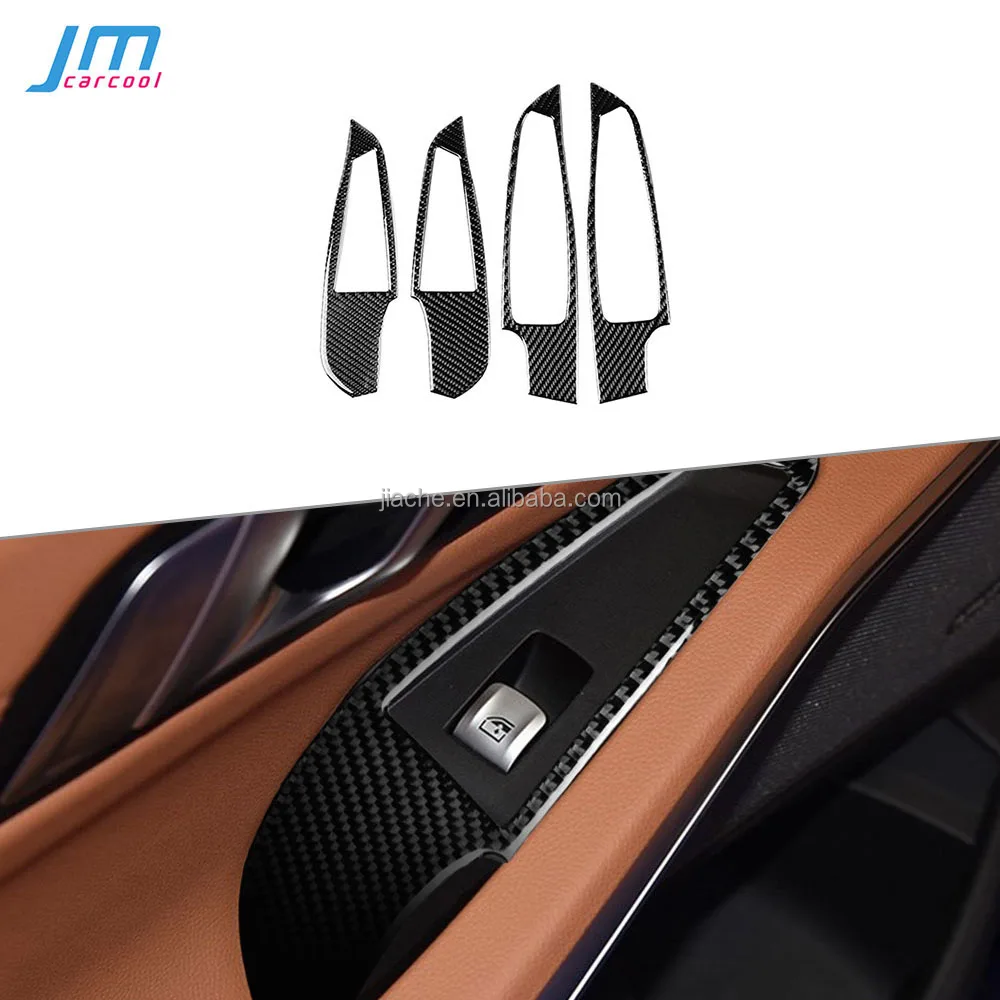 Carbon Fiber Interior Trim Window Lifter Switch Buttons Decorative Frame Cover Stickers For BMW G20 G28 2019 2020