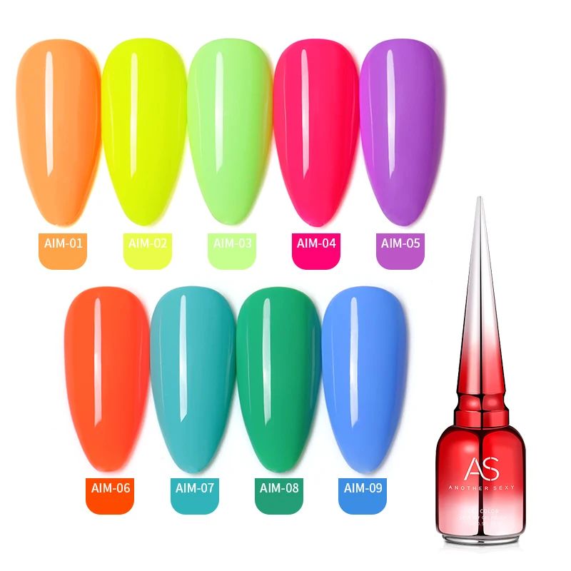 AS 9Colors Rainbow Gel Nail Polish 15Ml bottled Custom Private label soak off UV nail polish gel Enamel varnish nail gel