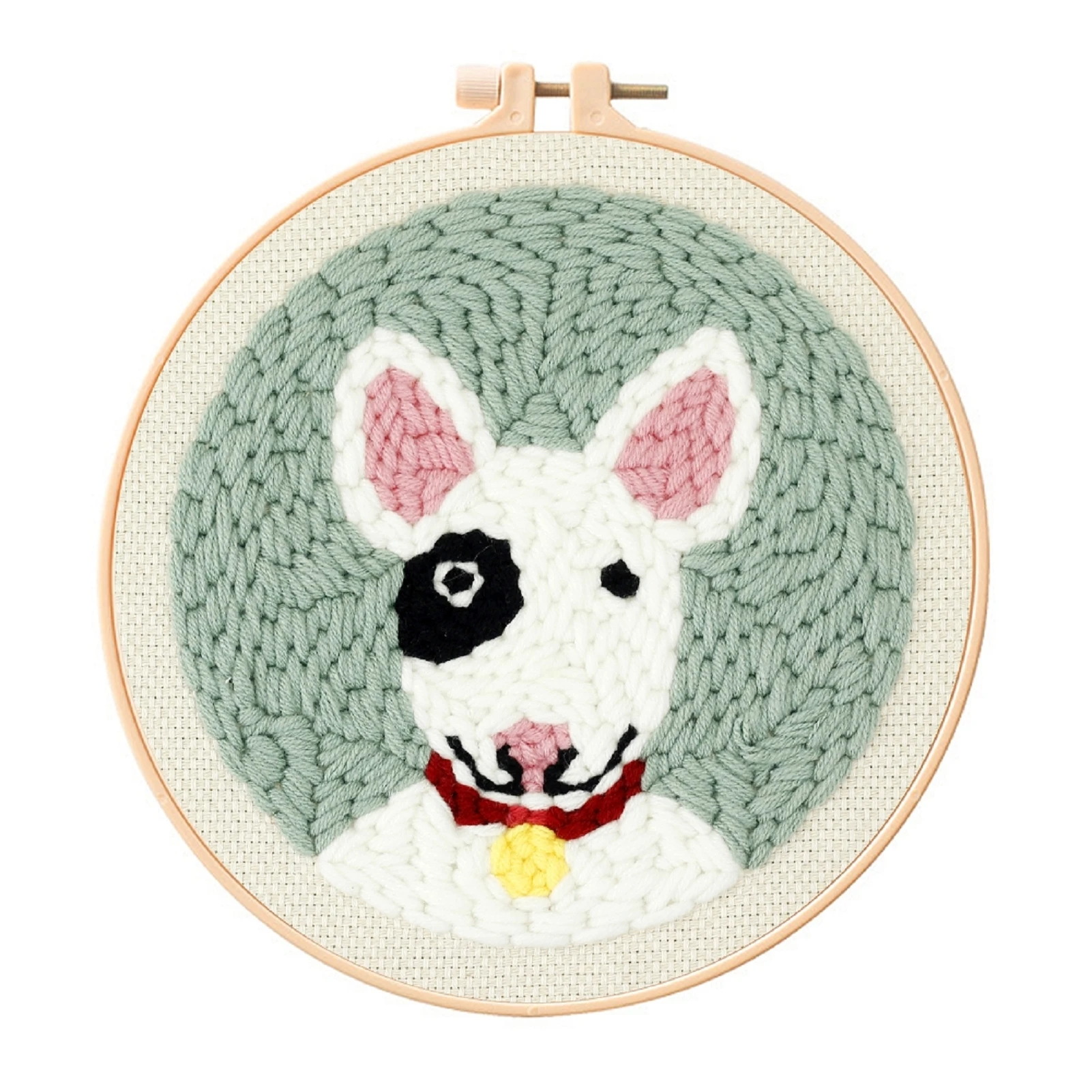 Dog Punch Needle Kit for Starter 20cm 8 inch Contains Threader Fabric Embroidery Hoop Yarn All Material and Tool