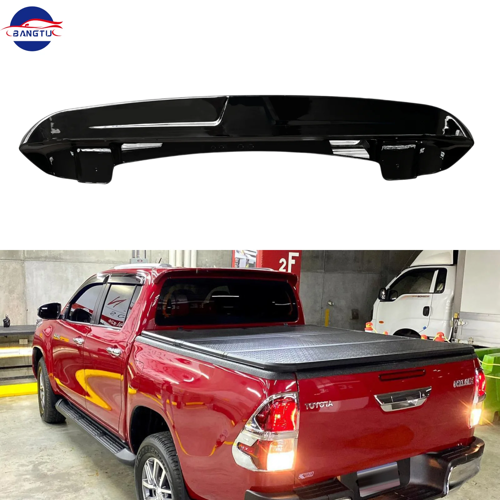Factory direct sale Car Accessories ABS for 15-24 REOV Hilux Spoiler car rear roof lip wing Carbon Fiber Pickup
