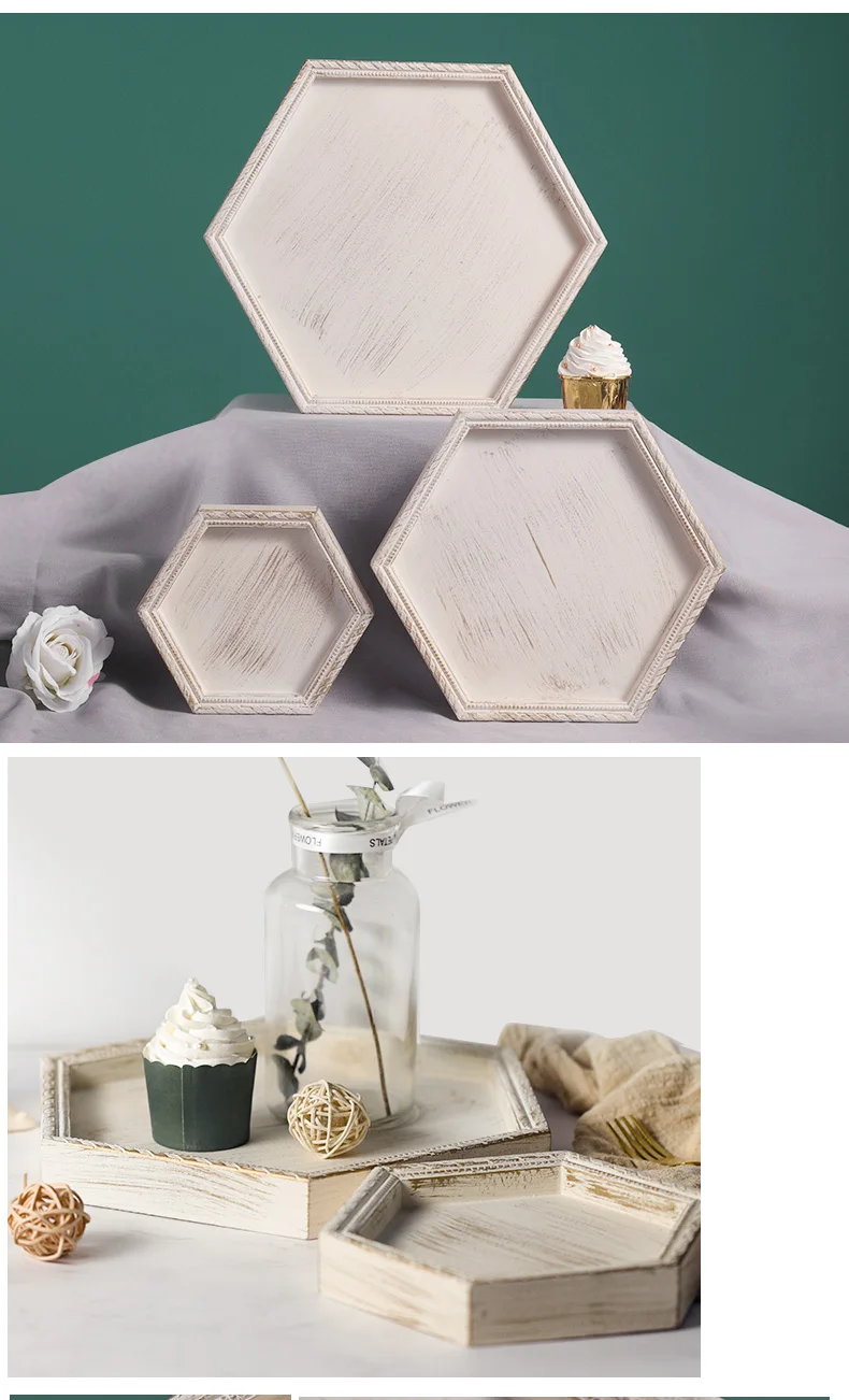 White Wooden dessert table ornaments  wedding display shelf cake table delicate tea rest tray