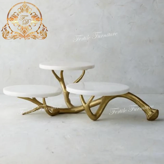 Royal ladies luxury banquet display brass dessert/cake table