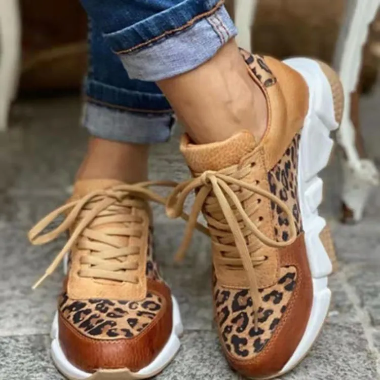 SP-109 2022 Latest Hot sale fashion brown Leopard print sneaker for women casual daily Running sports shoes