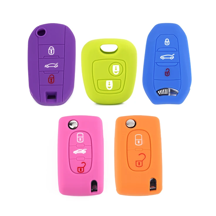 Silicone Car Key Fob Cover For Citroen C-Quatre Peugeot 307 308 407 408 car key case accessory with Logo