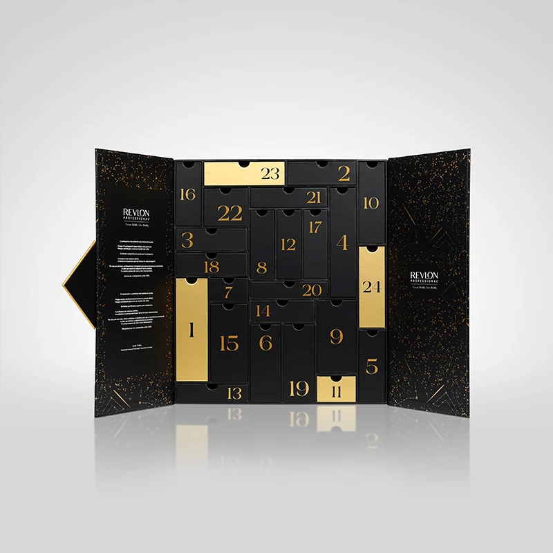 Advent Calendars Christmas Surprise Double Door Magnetic Gift Box Chocolate Dessert Package Paper Box Hard Cardboard Custom Logo