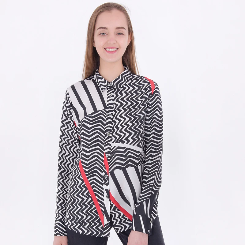 Professional manufacturer fashion lapels zebra print 100% silk long sleeve shirt