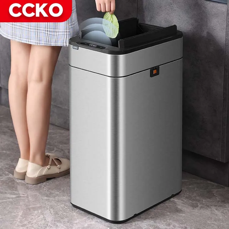 Hotel 20L Stainless Steel Electric Trash Can Smart Dustbin Kitchen Sensor Rubbish Bin Touchless Waste Bins For Office Bathroom