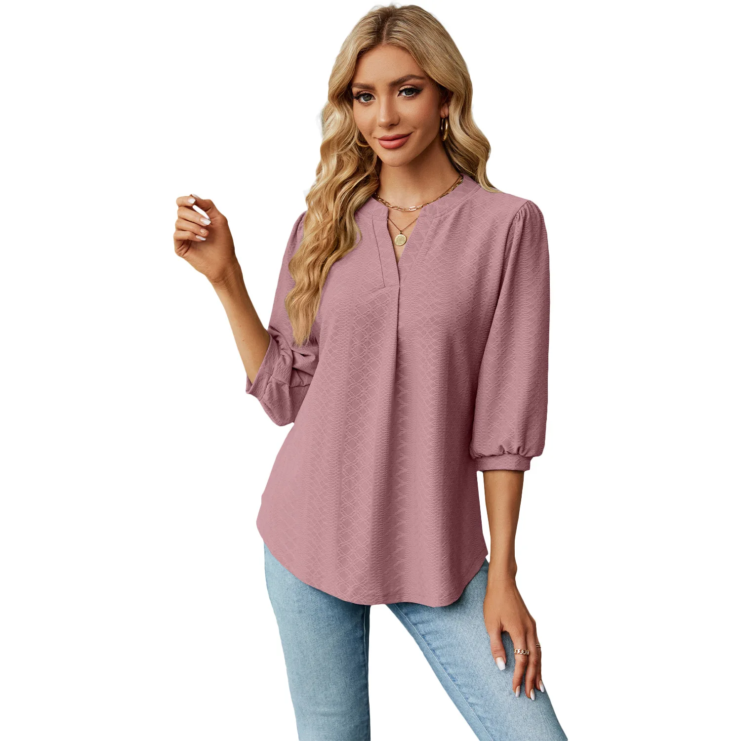 2024 High Quality Fashion Blouse Tops Blouse Wholesale Long-sleeved Basic T-shirts For Women
