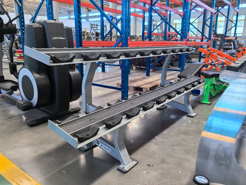 High Performance Strength Training Gym Fitness Equipment Bodybuilding Galvanized Steel Tube Dumbbell Rack Two Tier For Exercise