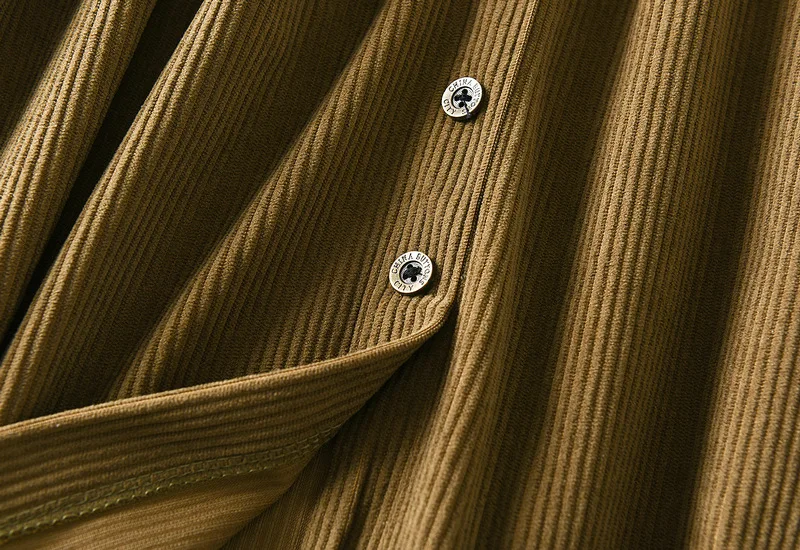 Hot sale winter Ladies Elegant Button front mid length women A-line Corduroy skirt with belt