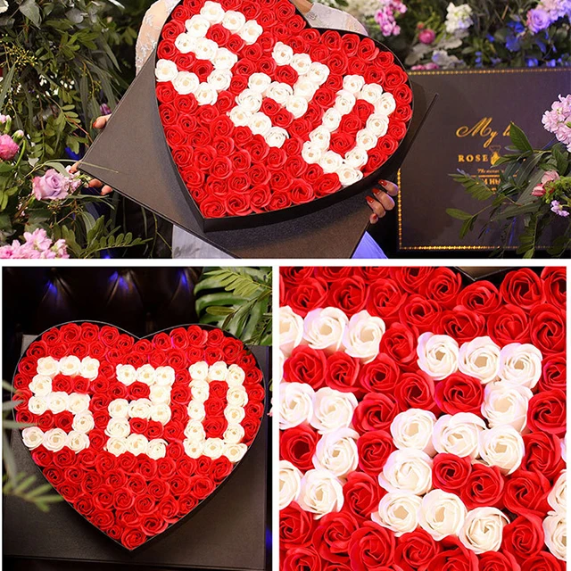 
Ammy Custom Color Handmade Valentine Day Wedding Gift Rose Flower Heart Shaped Foam Rose Heart 