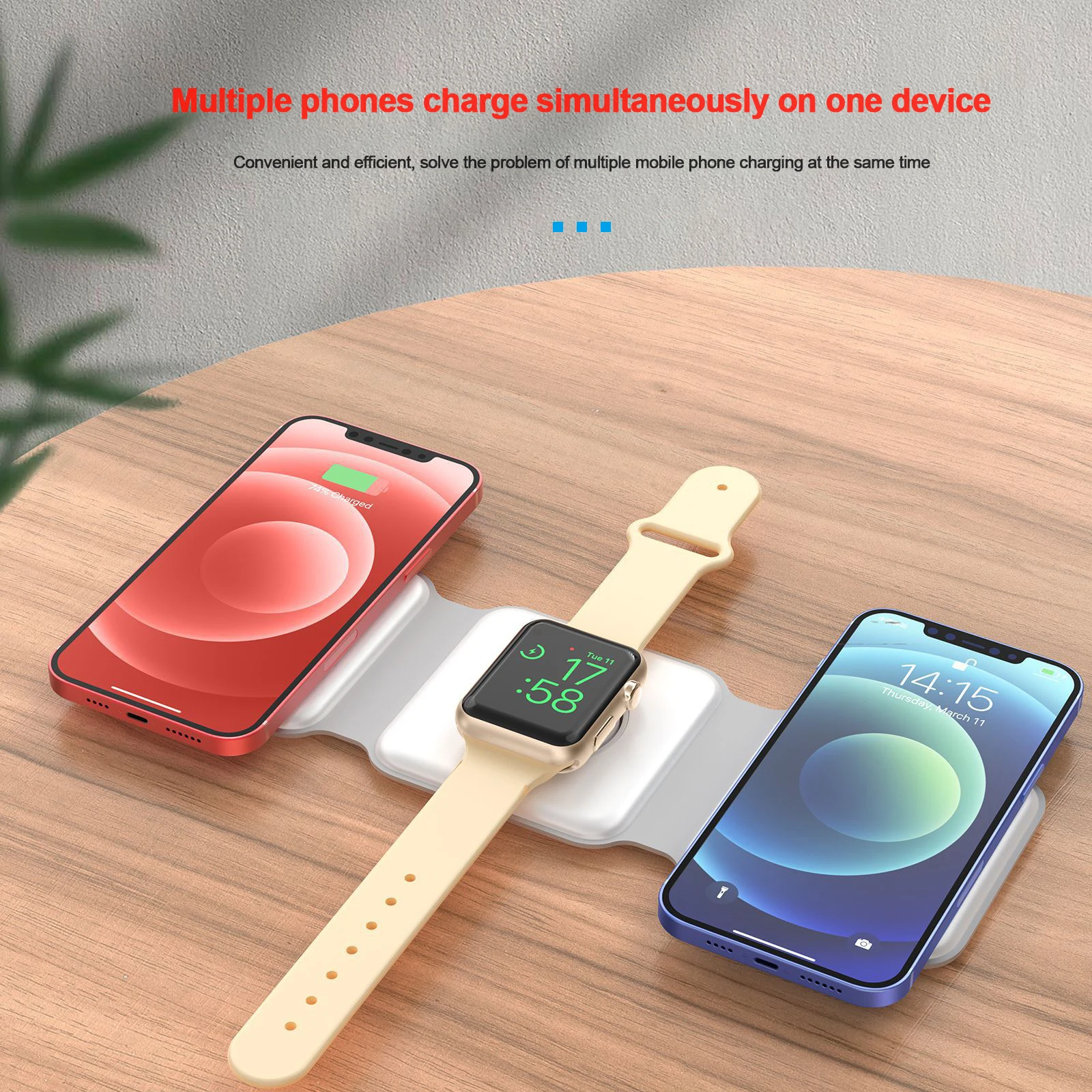 Top Sale 3 in 1 QI Magnetic Foldable Phone  Wireless Charger