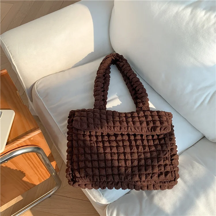 Best selling products nylon tote bag Plaid fold design ladies shoulder bags Leisure large capacity luxury sling bag