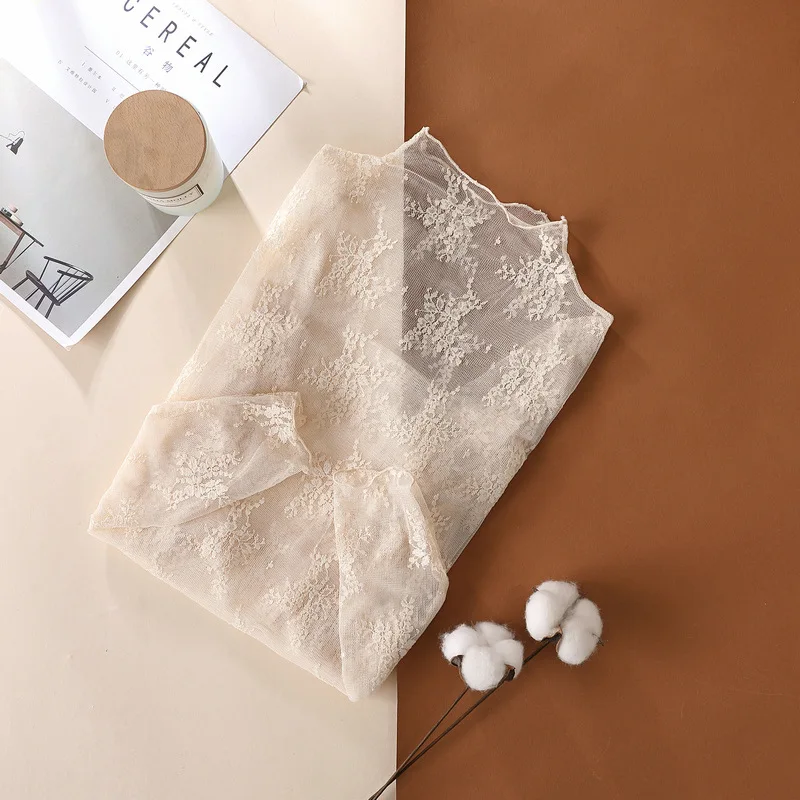 Summer Women Lace Floral Embroidery Blouses Shirt Ladies tops Sexy mesh Blouses Transparent Elegant See-through Black Shirt