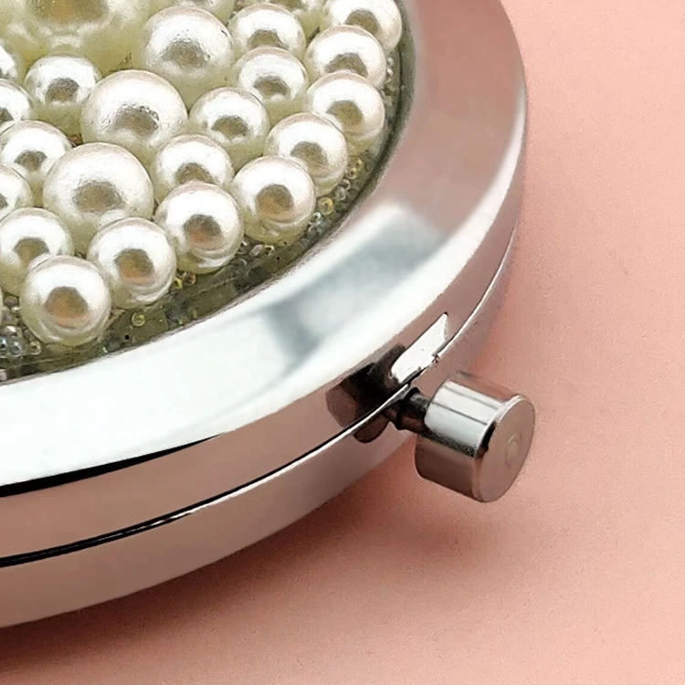 China factory price Custom Mini Bling Double Sided Makeup Mirror Crystal Rhinestone Makeup Pocket Mirror